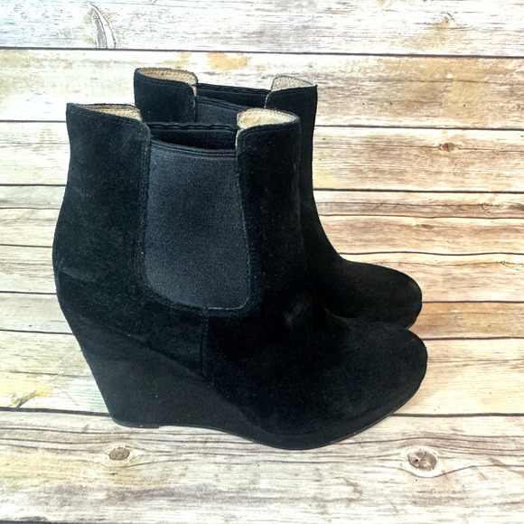 Corso Como Womens Black Suede Platform Wedge Pull On Ankle Boots 8M - Picture 2 of 8